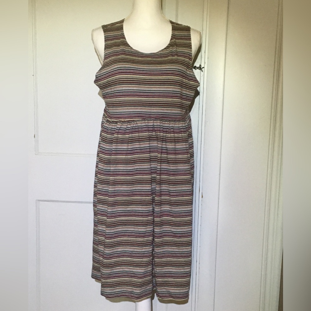 J. Crew Cotton Striped Sleeveless Midi Dress - Neutral Multi-Color